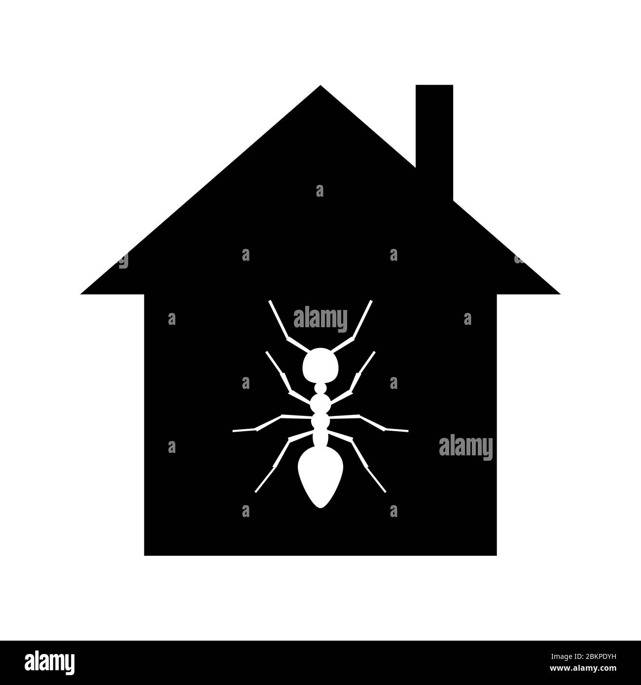House attacked by ants or termites, minimalist flat vector illustration icon, symbol for insect damage Stock Vector