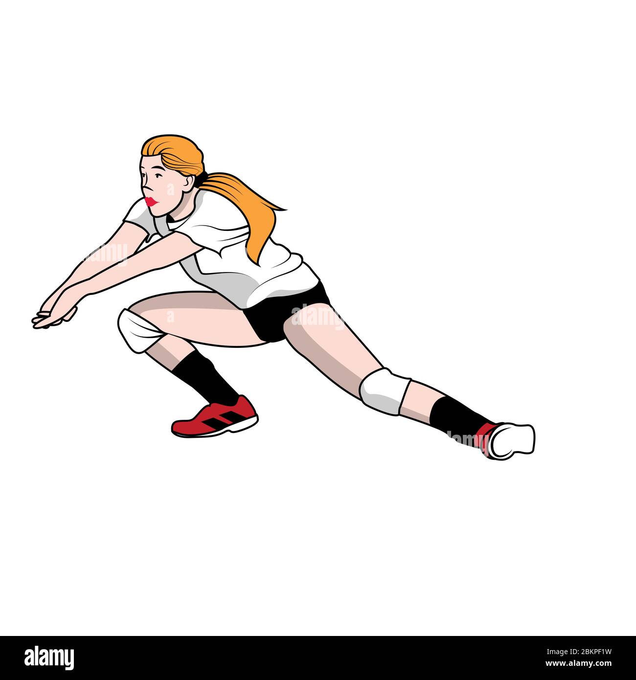 Woman Playing Volleyball In Black And White Uniform Stock Vector Image