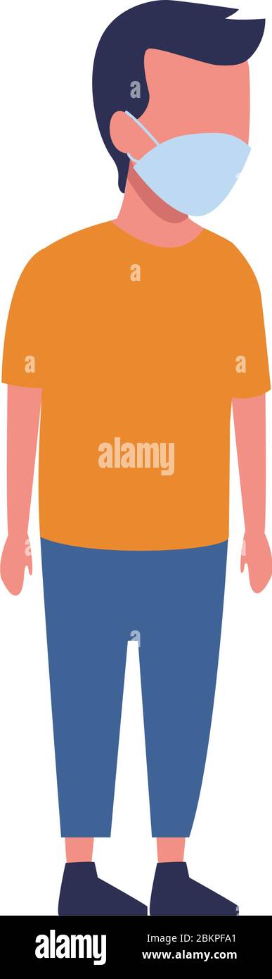 young boy using face mask for covid19 Stock Vector Image & Art - Alamy