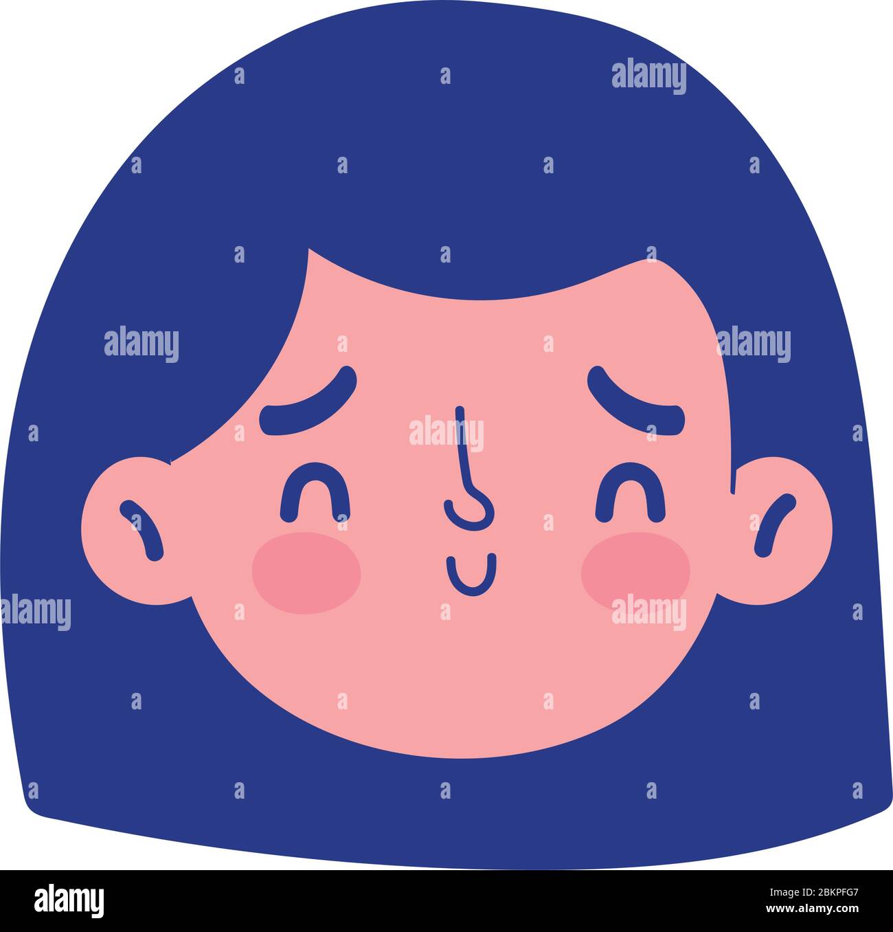 girl face character isolated icon on white background vector ...