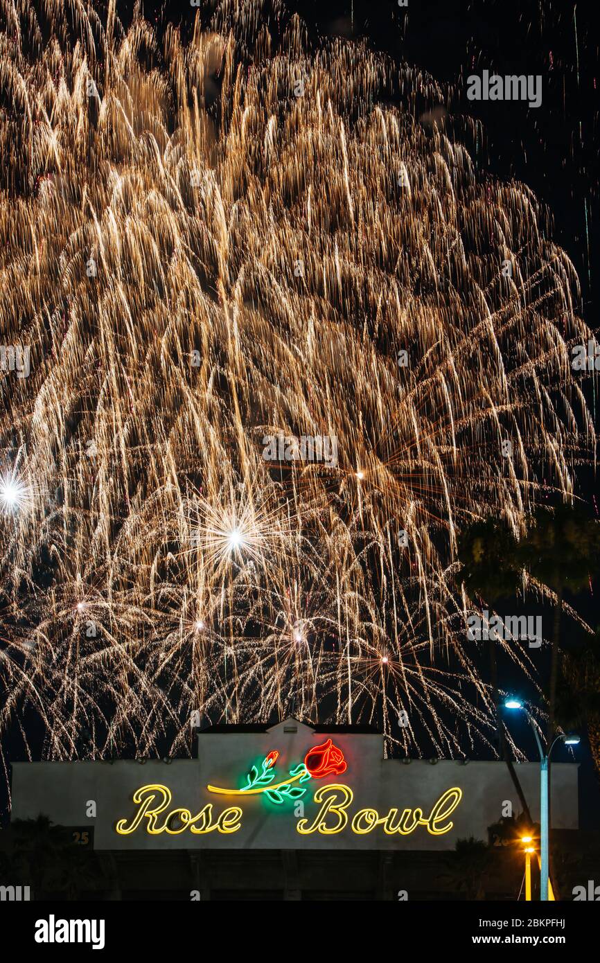 July 4th Fireworks at the Rose Bowl Stock Photo Alamy