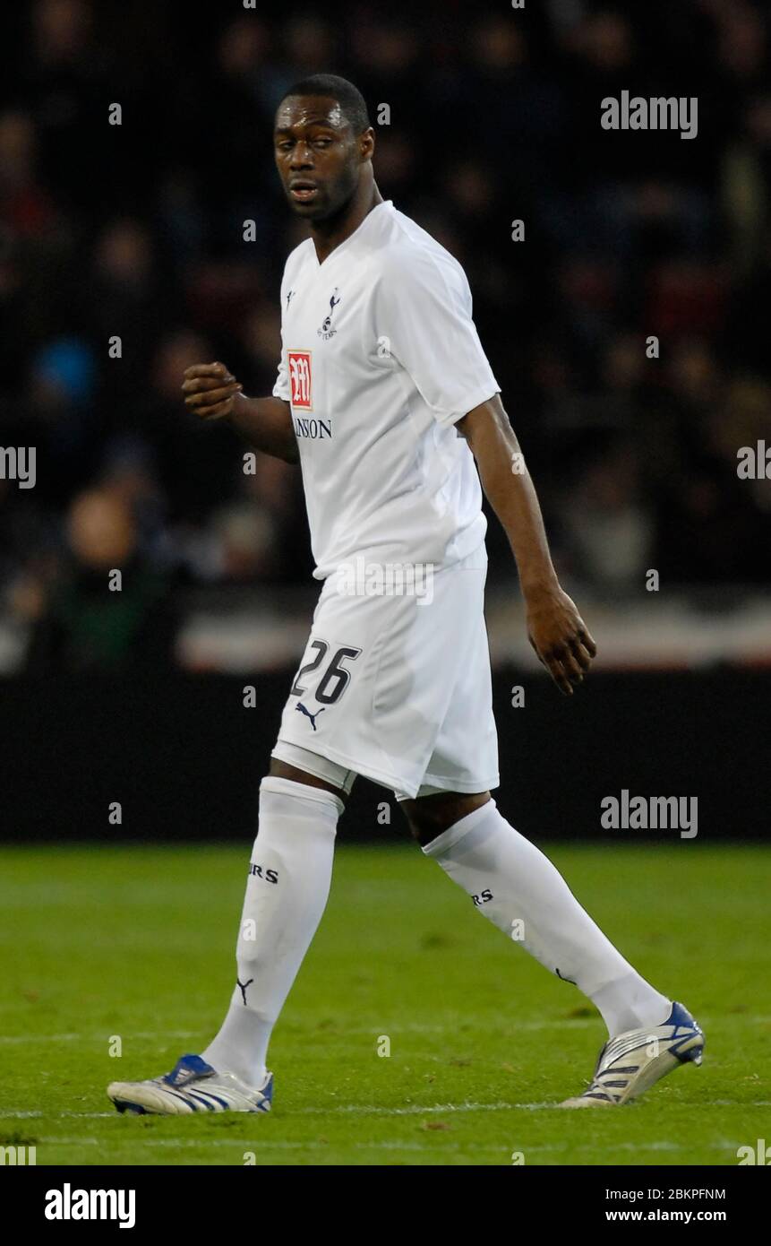 EINDHOVEN, NEDERLAND. MARCH 12: Ledley King of Tottenham Hotspur During UEFA Cup Round of 16 Second Leg between PSV Eindhoven and Tottenham Hotspur at Stock Photo