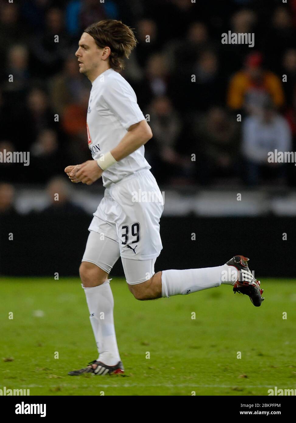 EINDHOVEN, NEDERLAND. MARCH 12: Jonathan Woodgate of Tottenham Hotspur During UEFA Cup Round of 16 Second Leg between PSV Eindhoven and Tottenham Hots Stock Photo