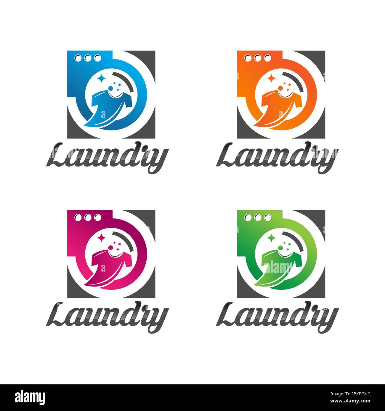 Modern laundry machine logo vector. elecric clothing wash and cleaning service. Editable design for shop, store, business company. Stock Vector