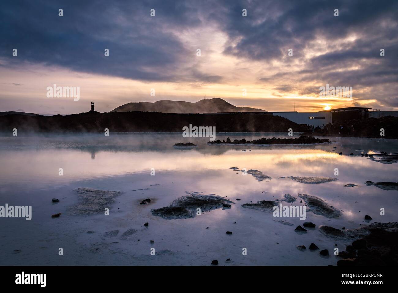 Blue Lagoon (Bláa lónið), geothermal spa attraction located in a lava field in Grindavík on the Reykjanes Peninsula, Iceland. Stock Photo