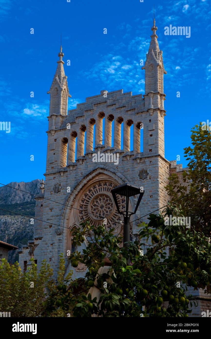 Església de Sant Bartomeu. Church in Soller, Mallorca Stock Photo