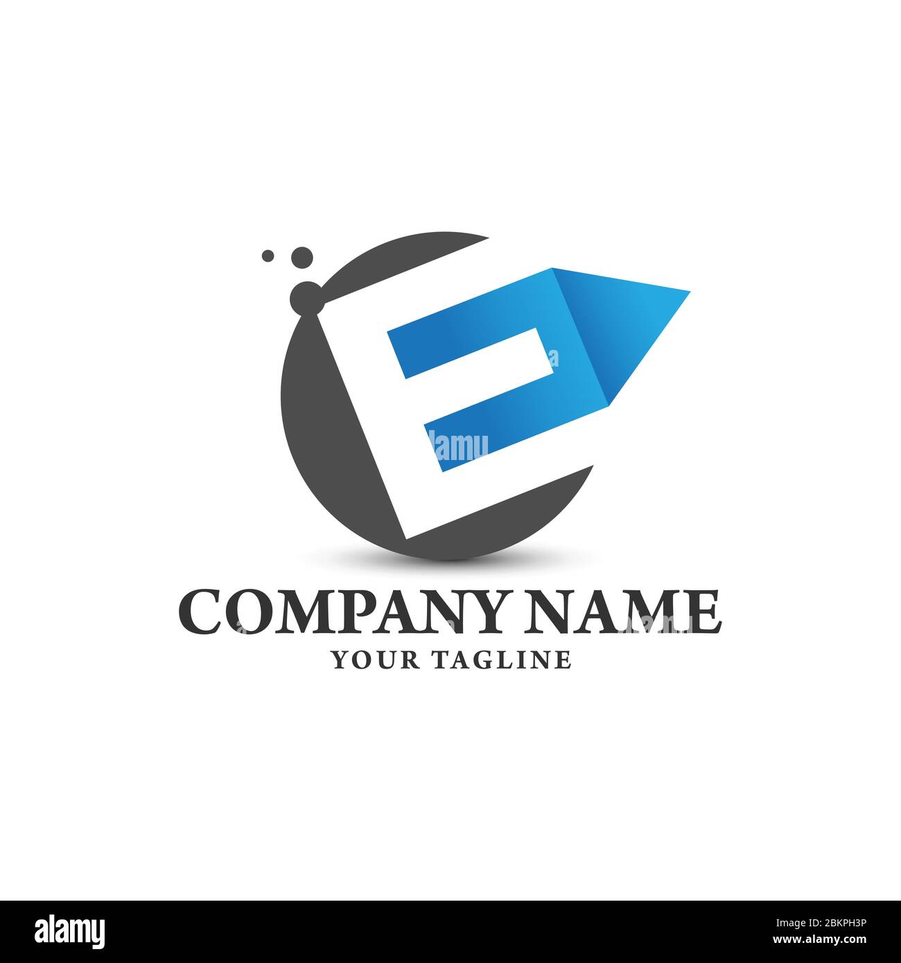 E letter logo with arrow shape, logo design vector template. Stock Vector