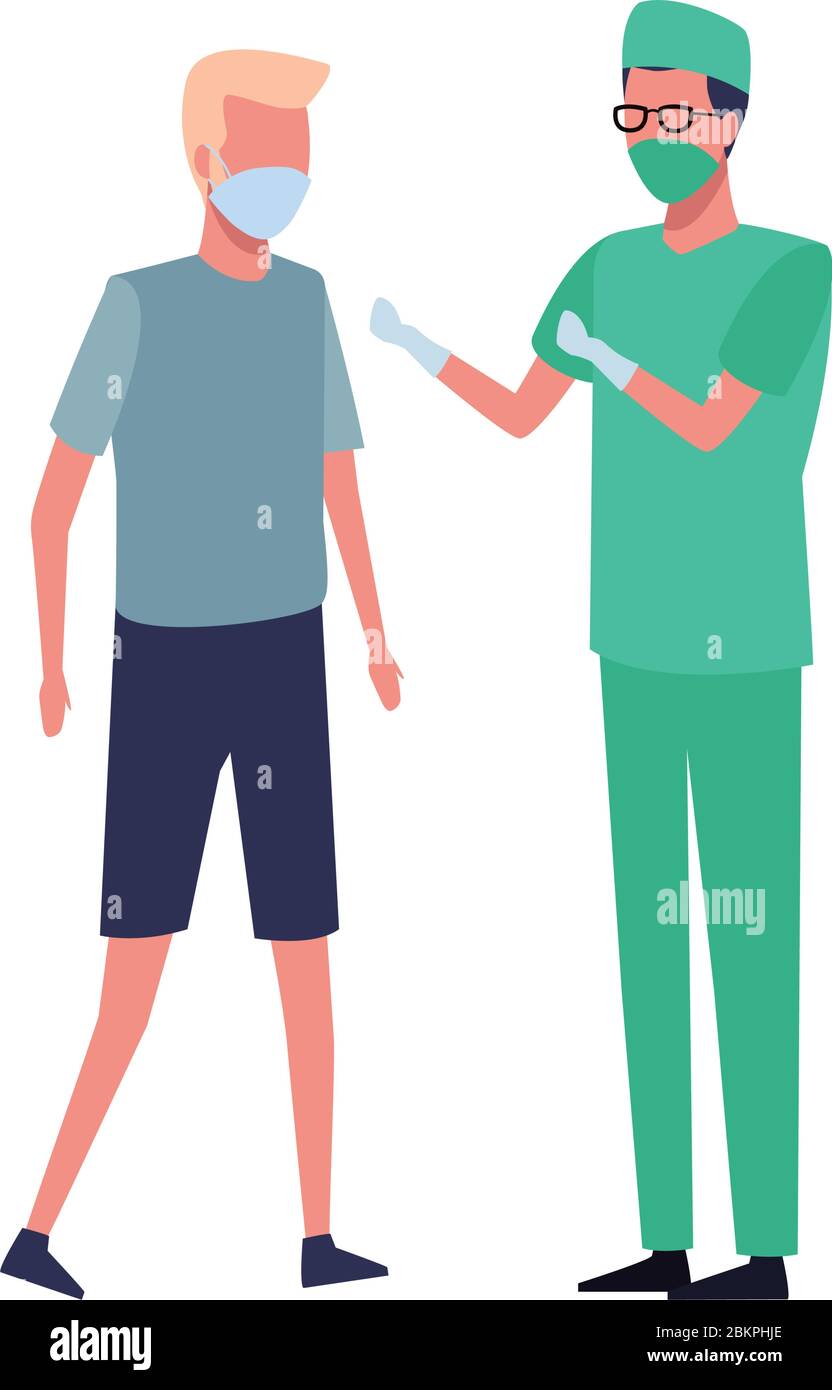 surgeon and man using face mask for covid 19 Stock Vector Image & Art ...