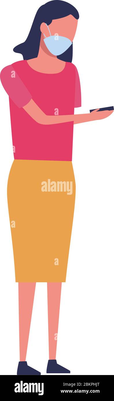 woman using face mask for covid19 Stock Vector Image & Art - Alamy
