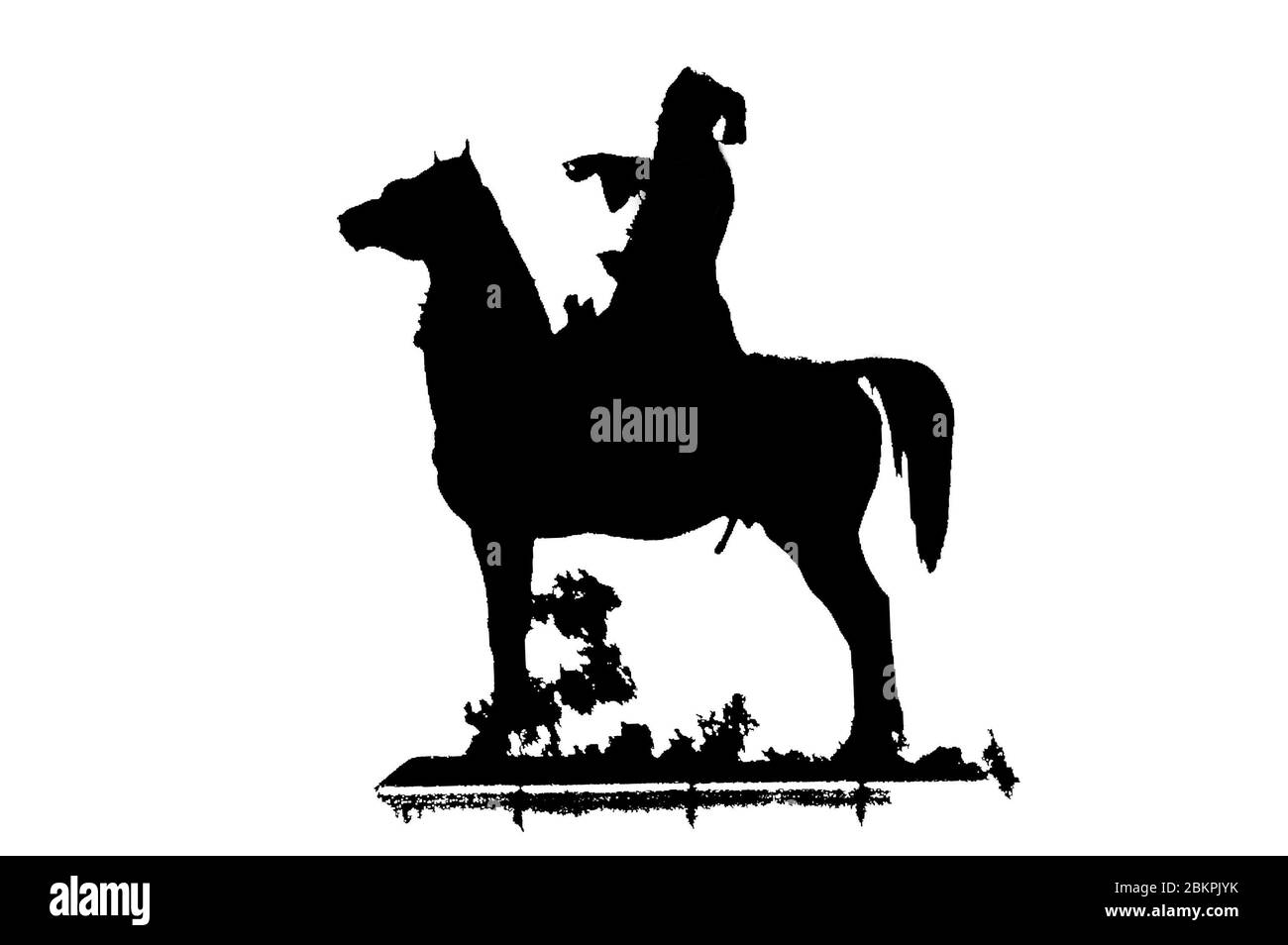 A statue of Genghis Khan and his horse. Genghis Khan, also officially Genghis Emperor, was the founder and first Great Khan and Emperor of the Mongol Stock Photo