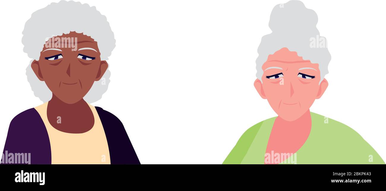 happy elderly women sharing at home vector illustration design Stock Vector