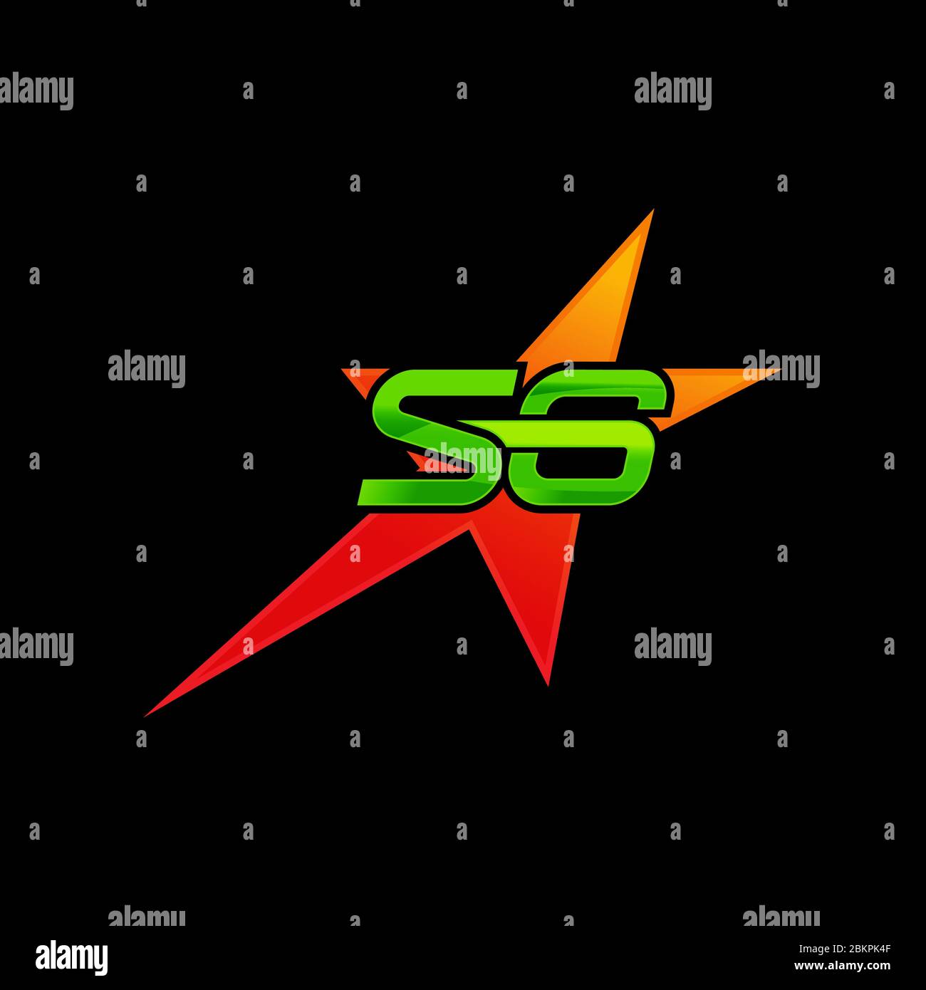 s6 letter original monogram logo, design isolated on star shape. Stock Vector