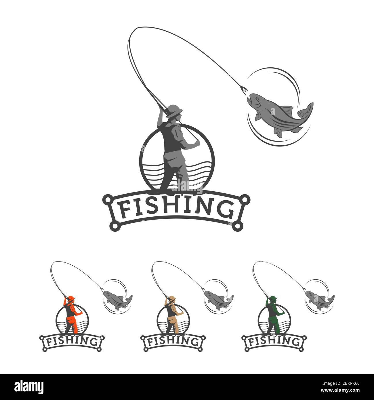 Fishing Logo Stickers, Unique Designs