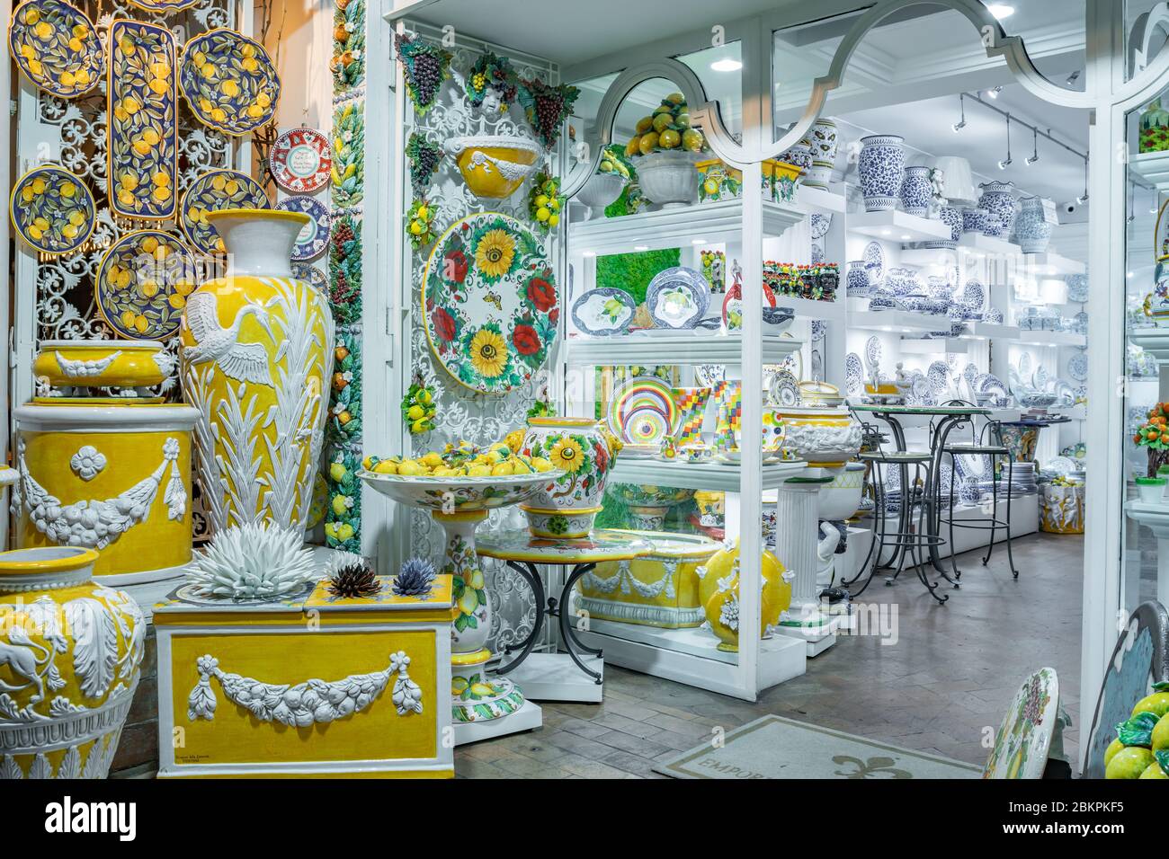 Positano, Italy 1 November, 2019 Colourful traditional ceramics