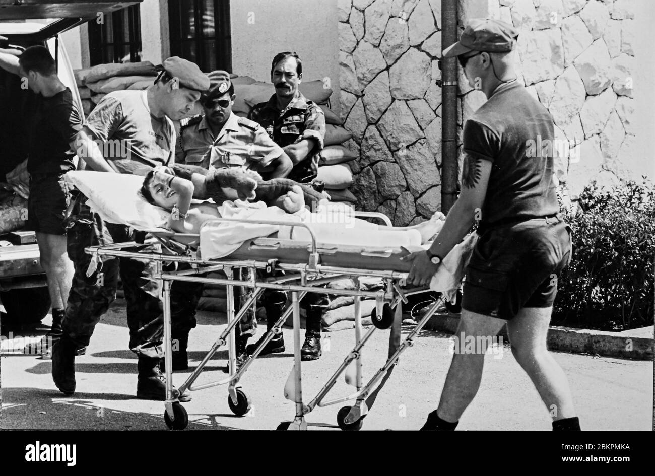 Bosnia 1993 near Mostar during the Balkan War - Young children rescued from Mostar are taken to hospital by UN forces Stock Photo
