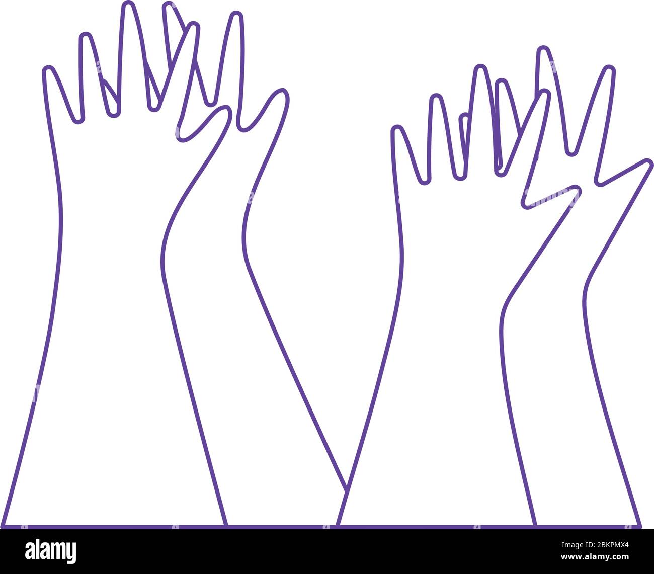 raised hands up clapping isolated design white background vector illustration Stock Vector