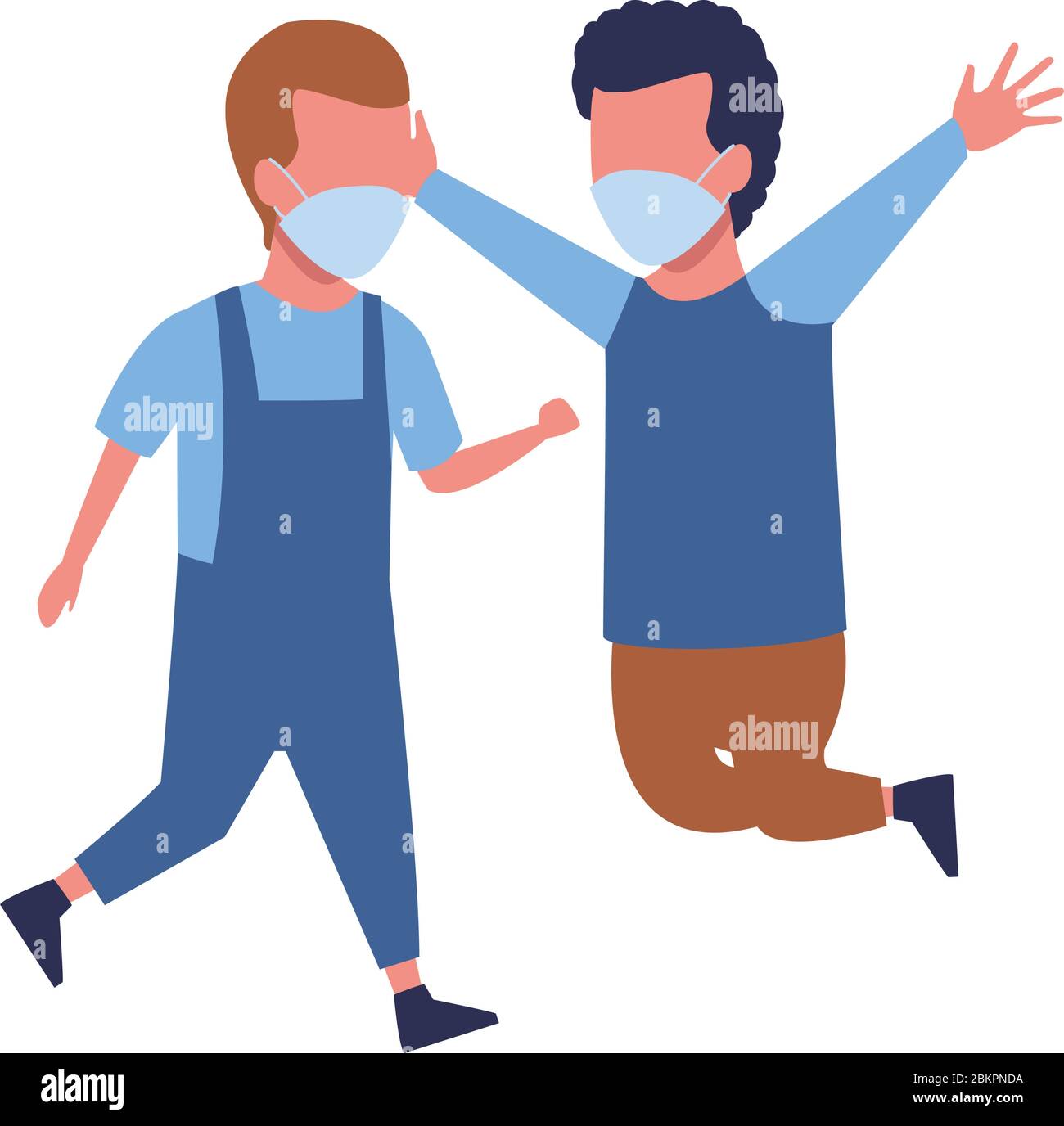 little boys using face masks fot covid19 Stock Vector Image & Art - Alamy