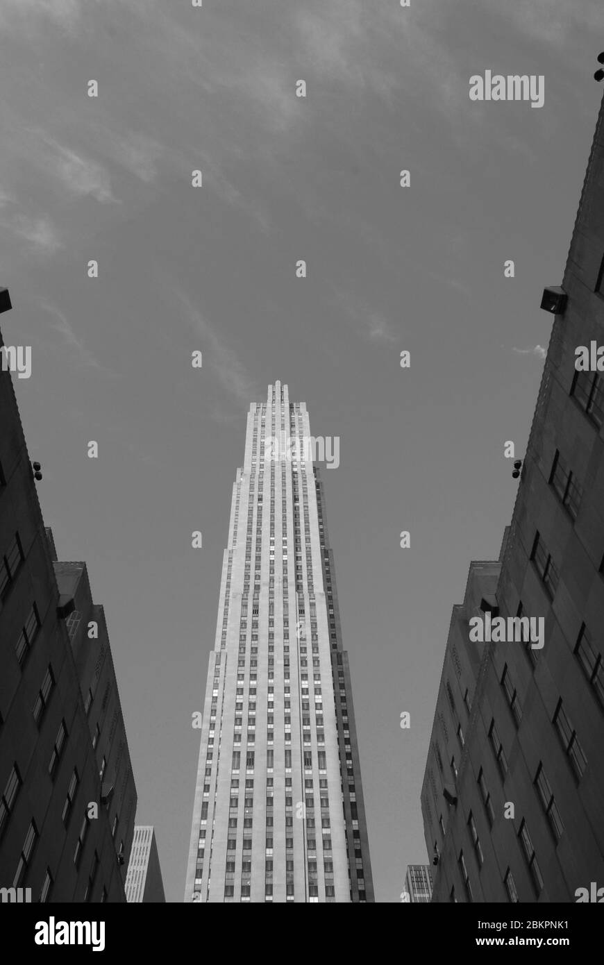 Rockefeller Center, 45 Rockefeller Plaza, New York, NY, United States by Raymond Hood Associated Architects B&W Stock Photo