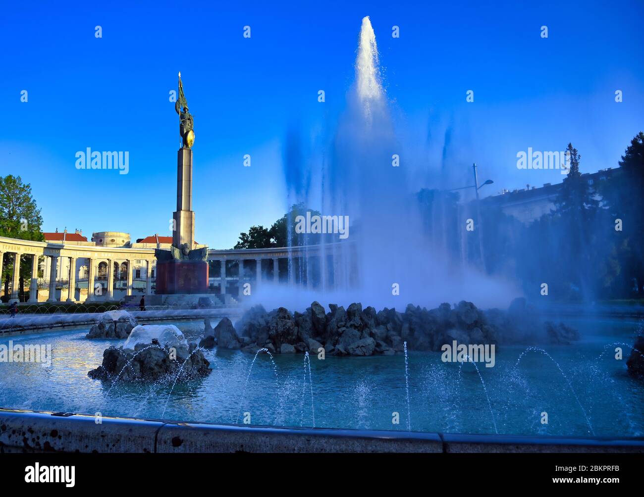 Vienna, Austria - May 17, 2019 - The Soviet War Memorial in Vienna, Austria, more formally known as the Heldendenkmal der Roten Armee in Schwarzenberg Stock Photo