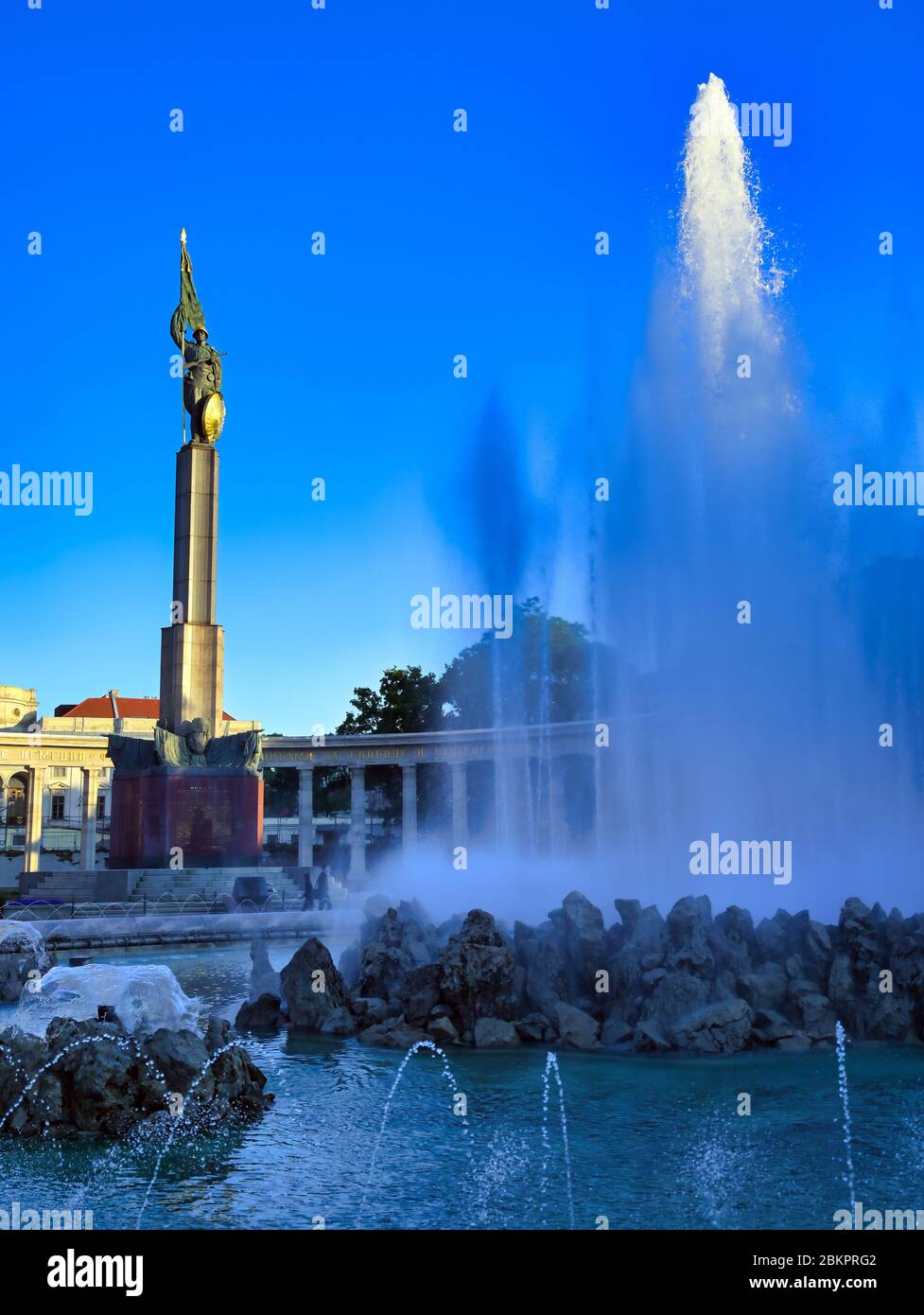 Vienna, Austria - May 17, 2019 - The Soviet War Memorial in Vienna, Austria, more formally known as the Heldendenkmal der Roten Armee in Schwarzenberg Stock Photo
