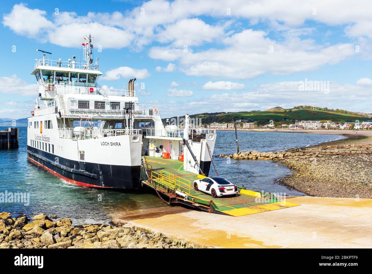 Caledonian MacBrayne ferry Loch Shira at Largs slipway sailing between