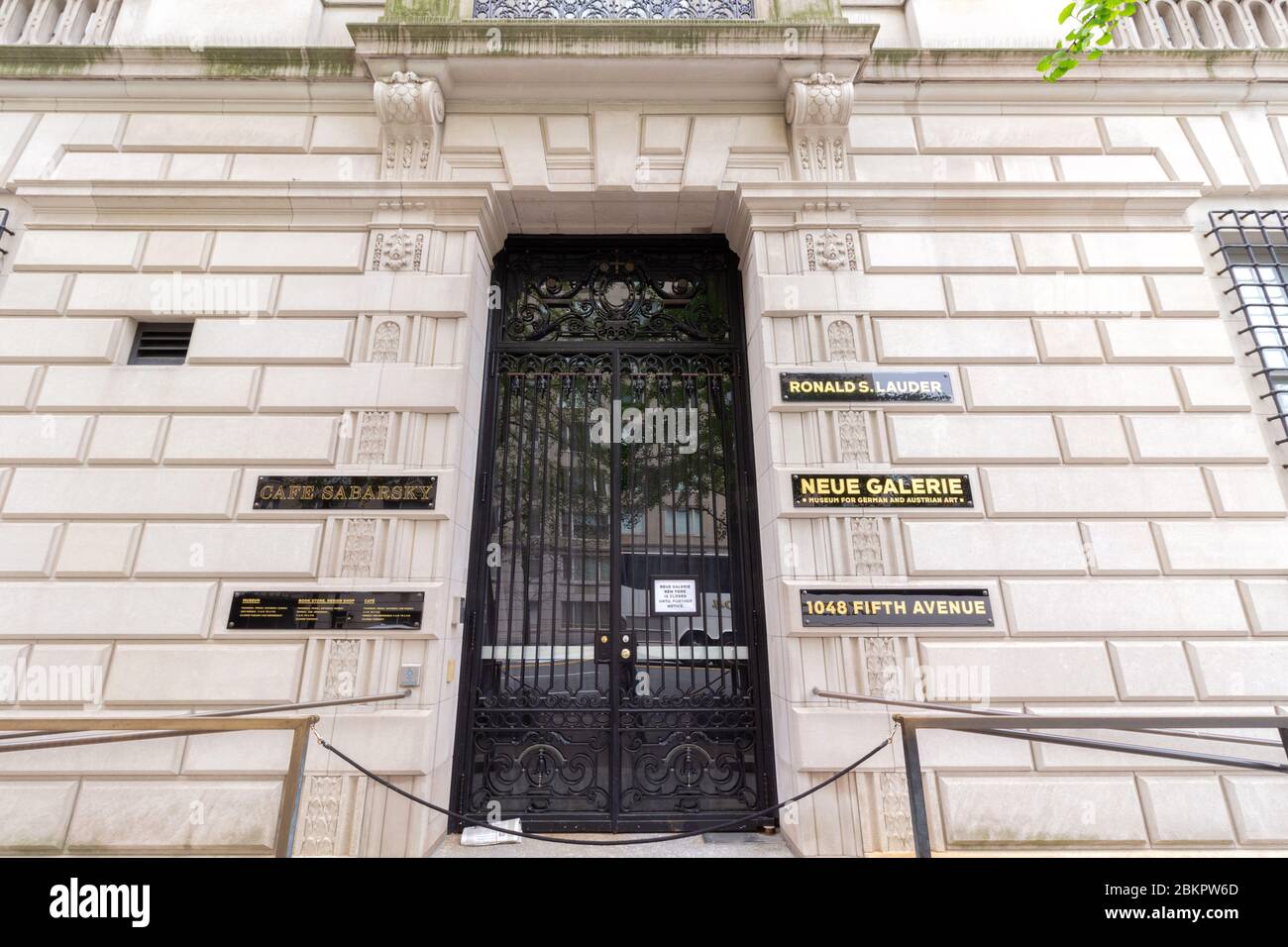 entrance to the Neue Galerie for German and Austrian Art. Established in 2001, it exhibits early twentieth century German and Austrian art and design. Stock Photo