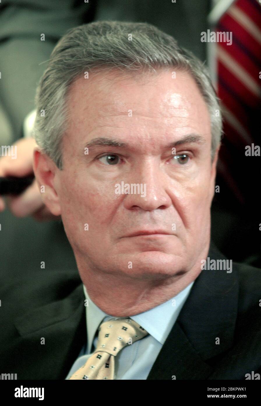 Washington, United States Of America. 07th Jan, 2005. Former United States Senator John Breaux (Democrat of Louisiana), Vice Chairman of the President's Panel on Federal Tax Reform, as he meets with US President George W. Bush in the Oval Office of the White House in Washington, DC on January 7, 2005.Credit: Ron Sachs/CNP Photo via Credit: Newscom/Alamy Live News Stock Photo