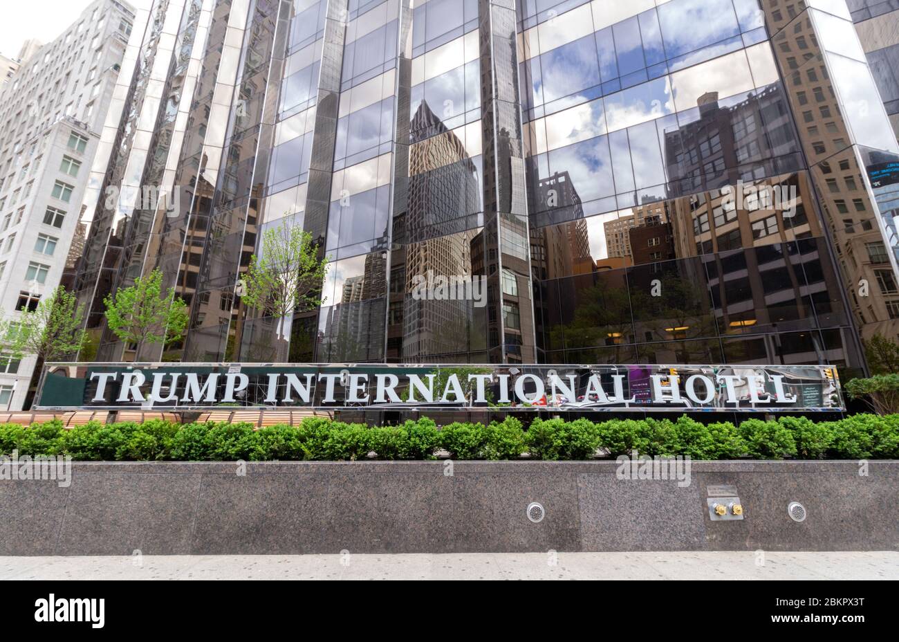 new sign in front of Trump International Hotel and Tower 'Tower' was removed to distinguish the hotel from the residential tower due to complaints Stock Photo