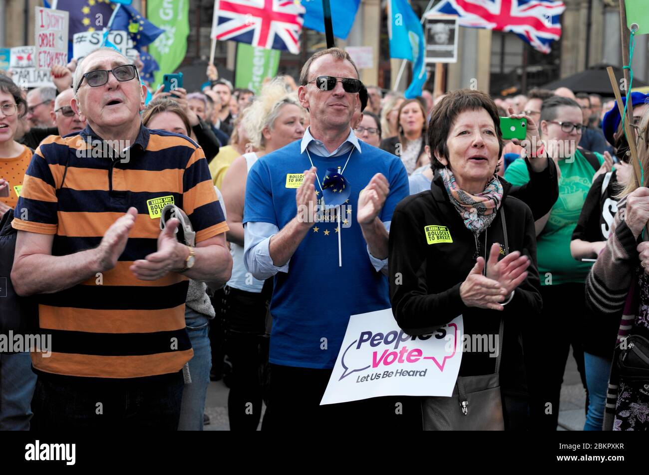 Anti-Boris Johnson Demo in Leeds on Thursday 29 August. Stop the Coup' protest in Leeds against Boris Johnson's prorogation plans. Stock Photo