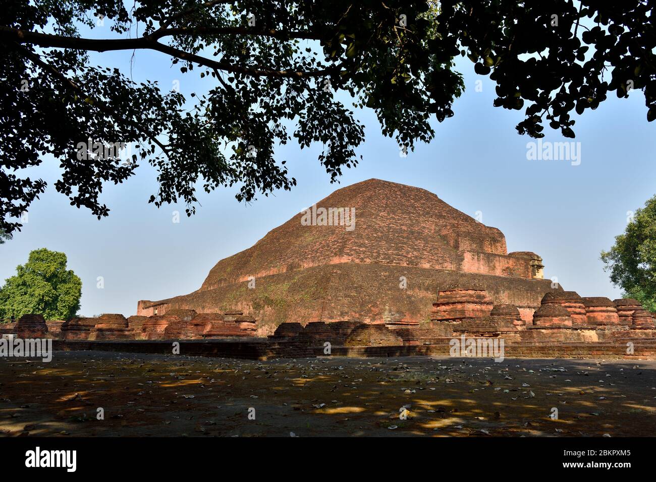Ruins of Nalanda Ancient University in Nalanda, Bihar. Stock Photo