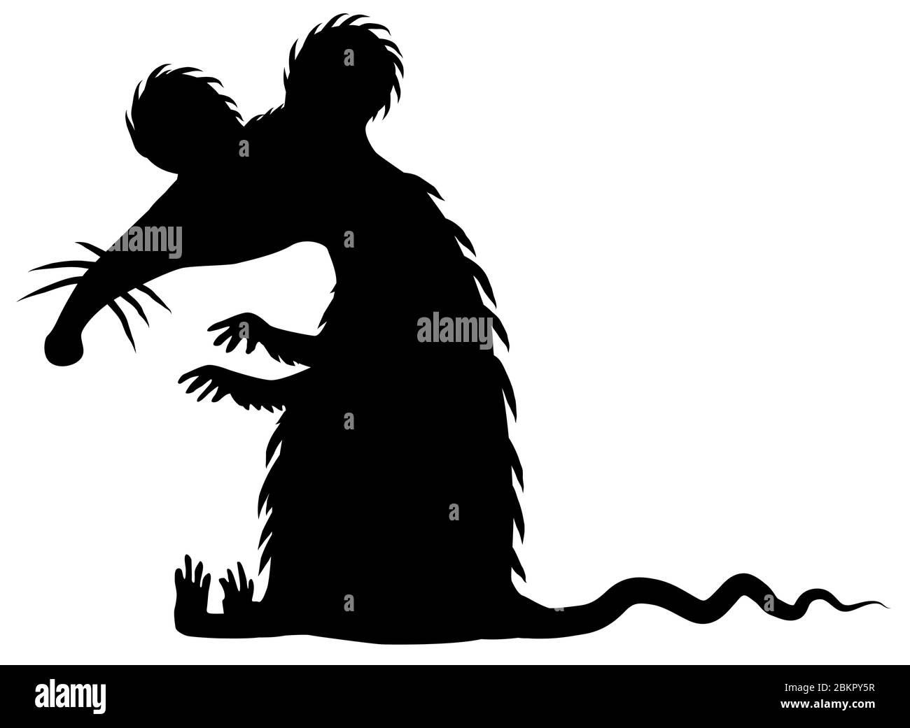 Big rat cartoon character black silhouette, vector illustration, vertical, isolated, over white Stock Vector