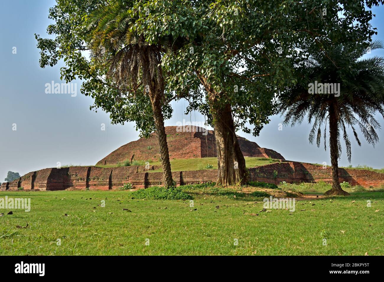 Ruins of Nalanda Ancient University in Nalanda, Bihar. Stock Photo