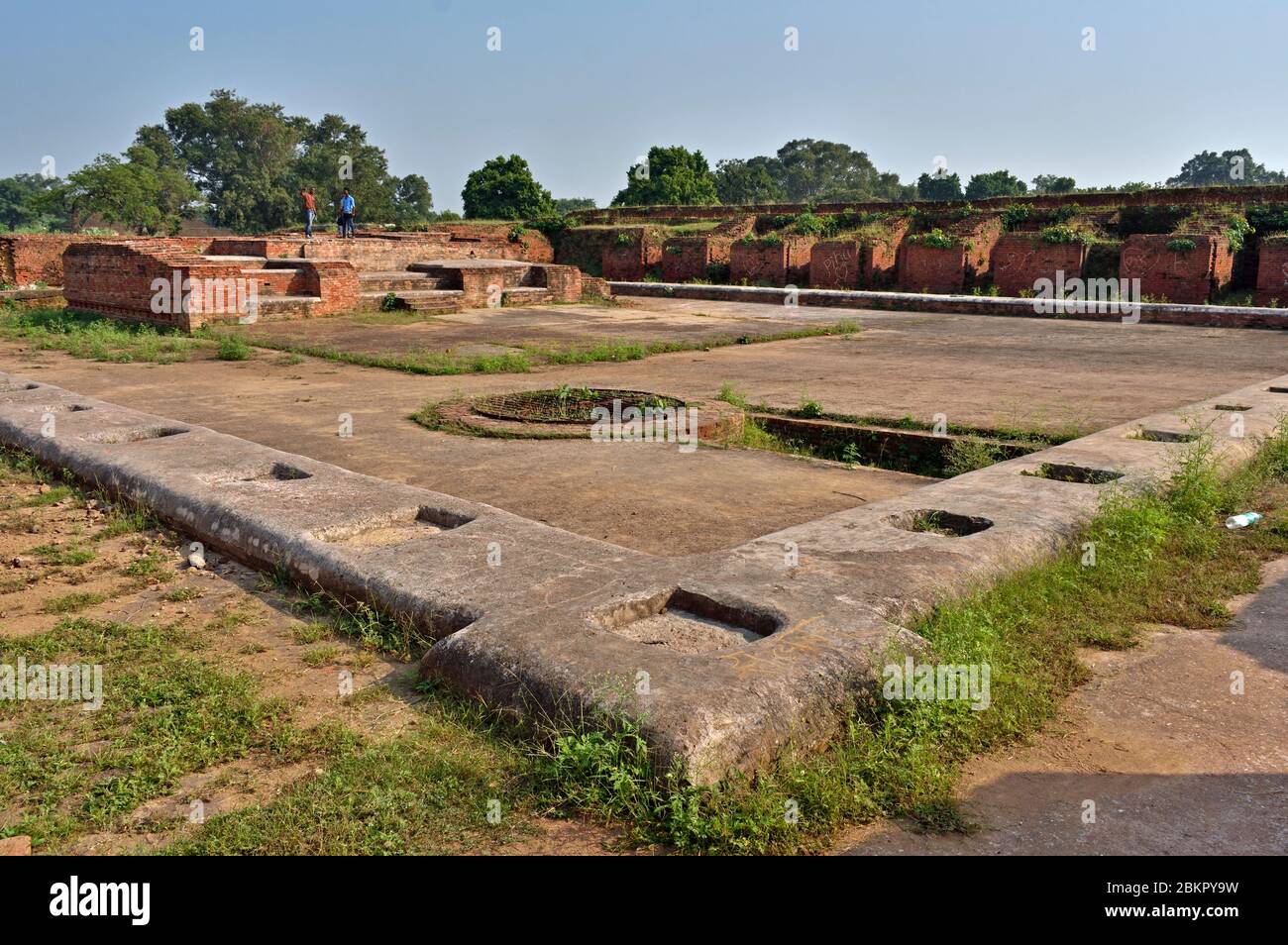 Ruins of Nalanda Ancient University in Nalanda, Bihar. Stock Photo