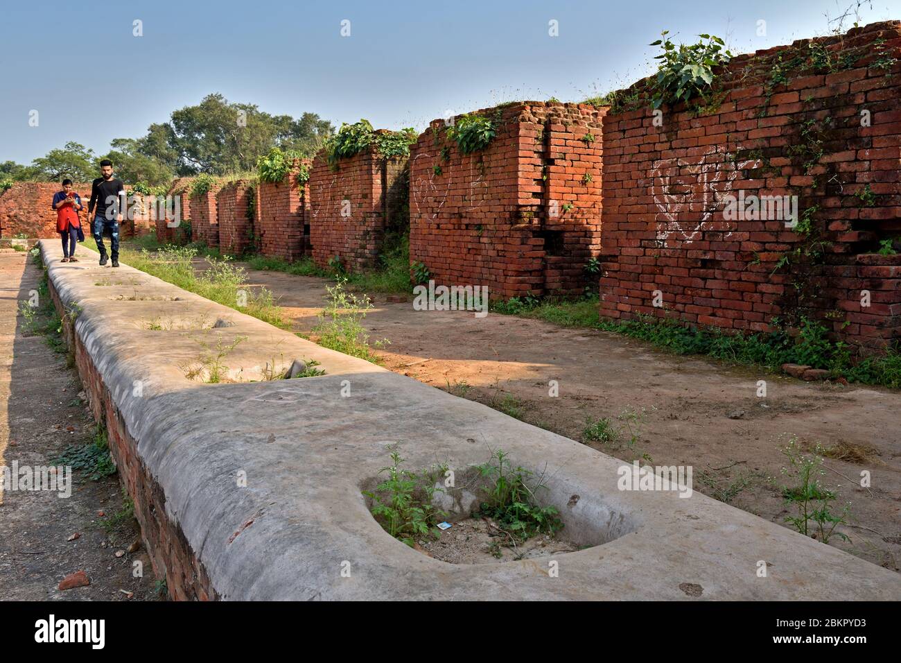 Ruins of Nalanda Ancient University in Nalanda, Bihar. Stock Photo