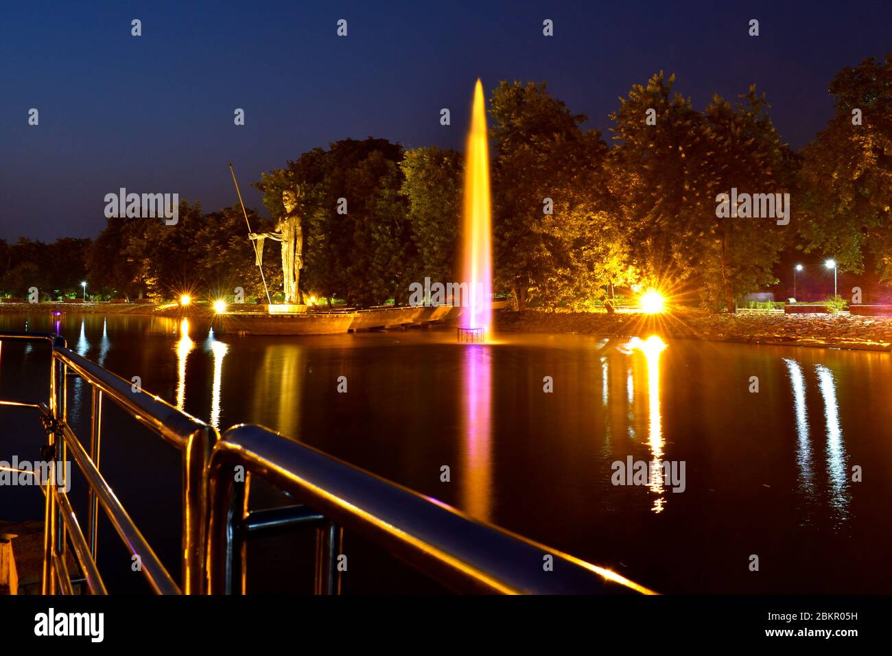 Statue of  King Pandu at Pandu Pokhar in Rajgir. Stock Photo