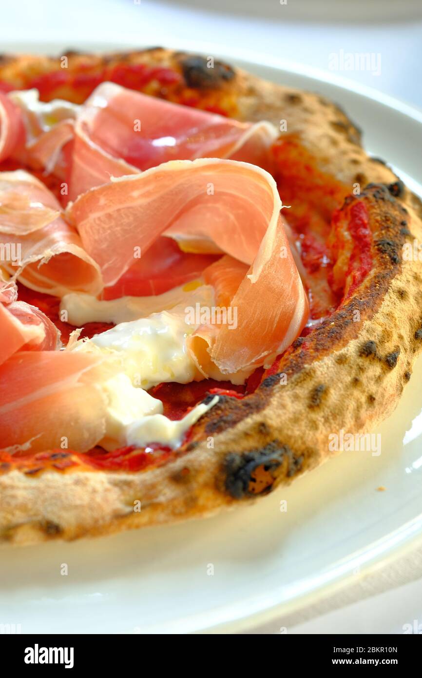 Authentic Napolitan Pizza topped with Parma Ham and Burrata Cheese Stock Photo Alamy
