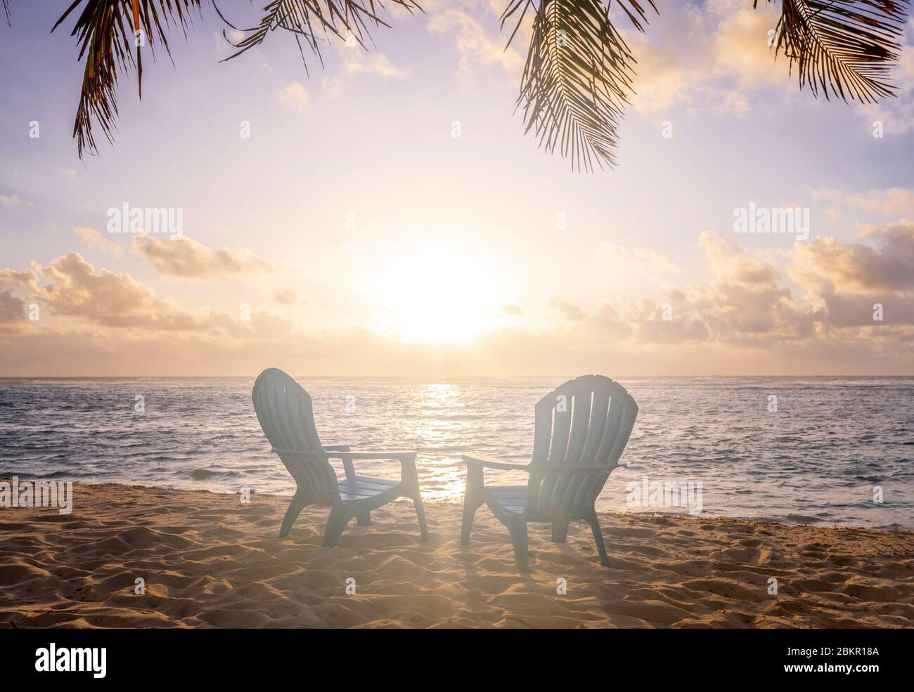 Beach chairs and bright sun, Grand Cayman Island Stock Photo Alamy