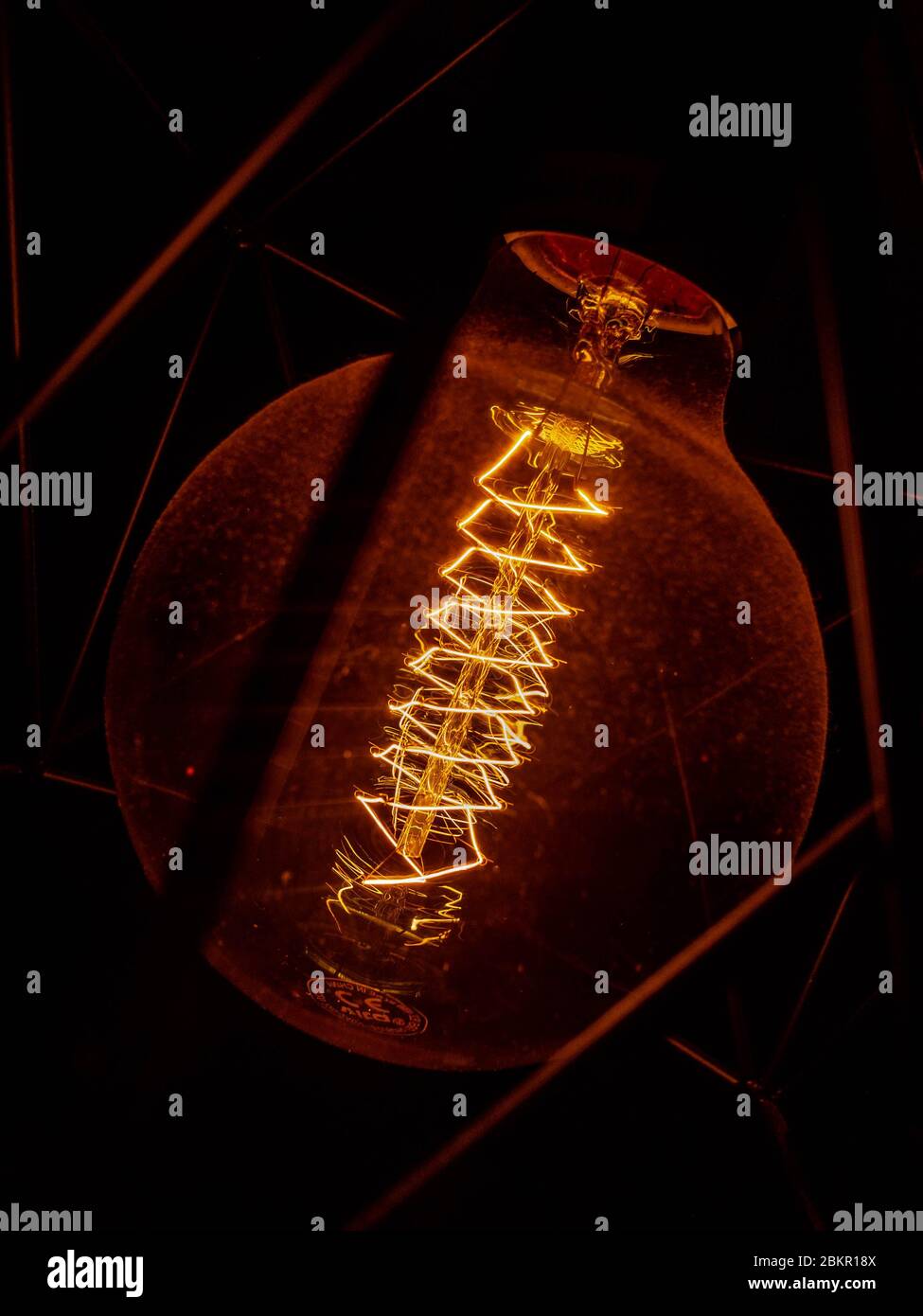 light bulb edison loft incandescent light, dusty flask Stock Photo