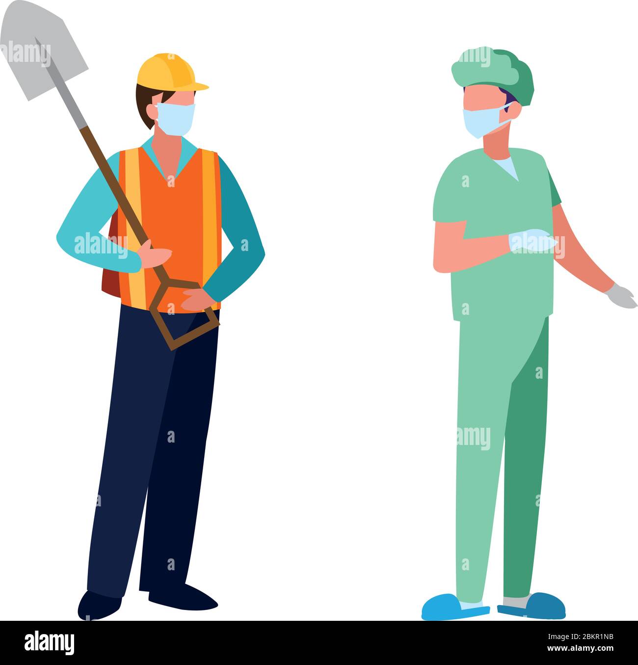 professional men wearing face mask vector illustration design Stock ...