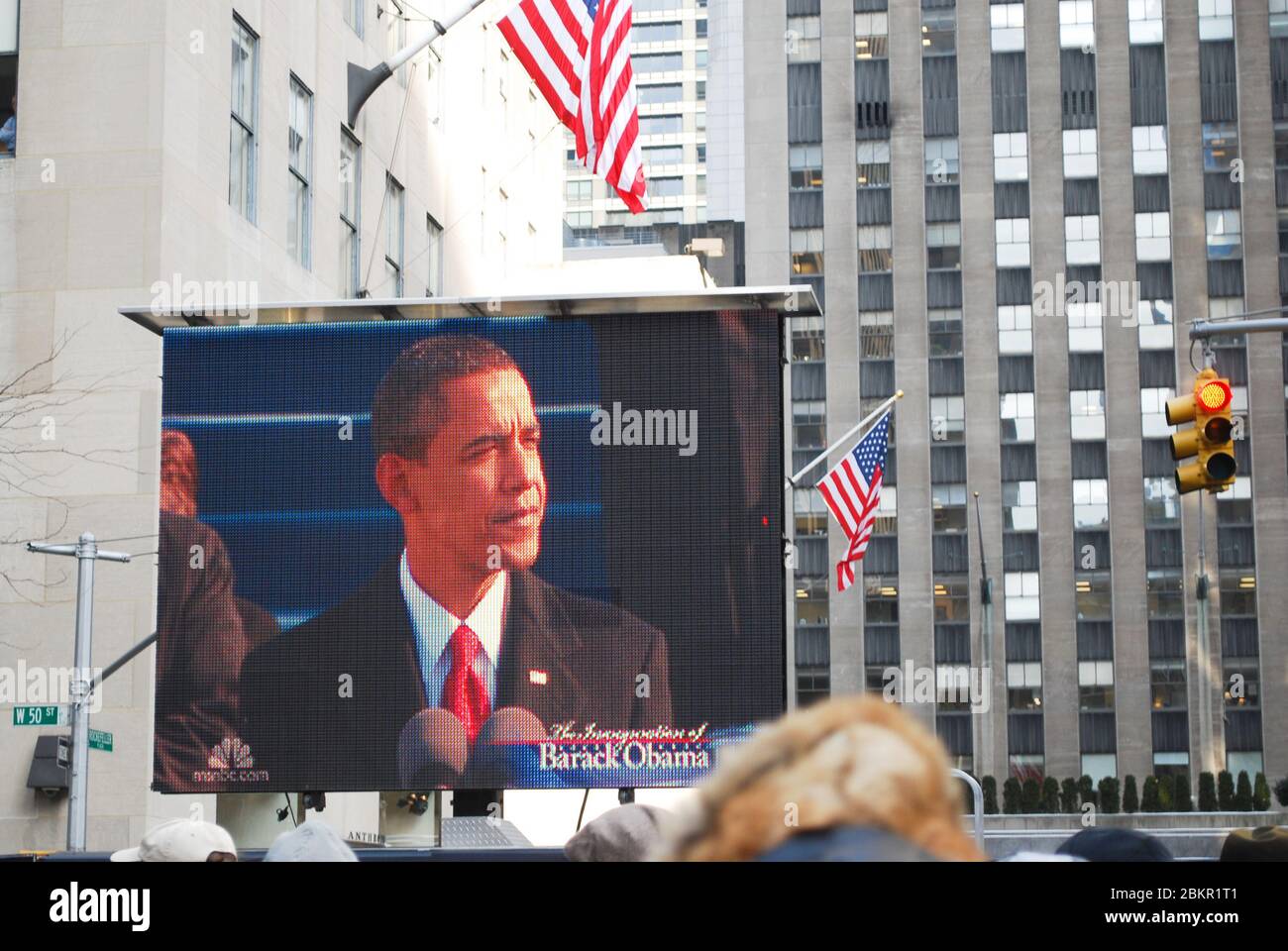 Barack Obama Inaugaration Screening TV in Rockefeller Center, 45 ...