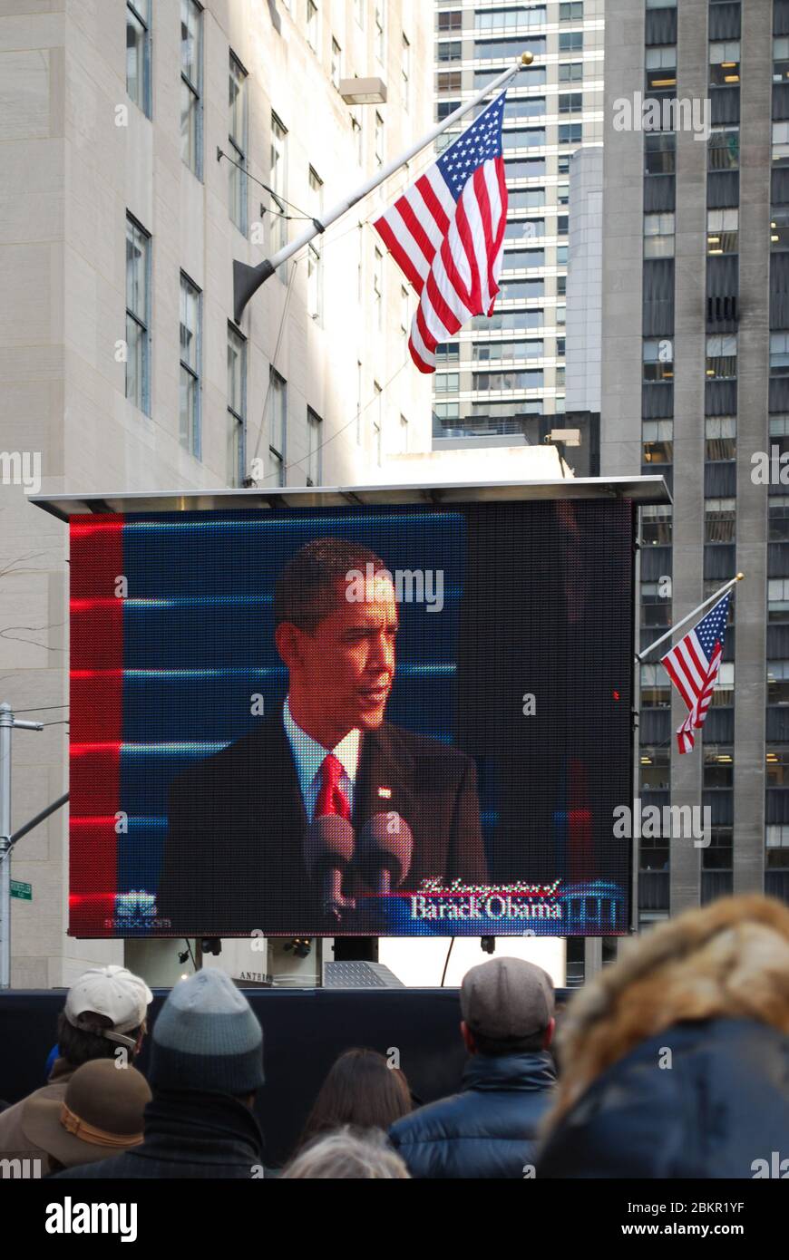 Barack Obama Inaugaration Screening TV in Rockefeller Center, 45 ...