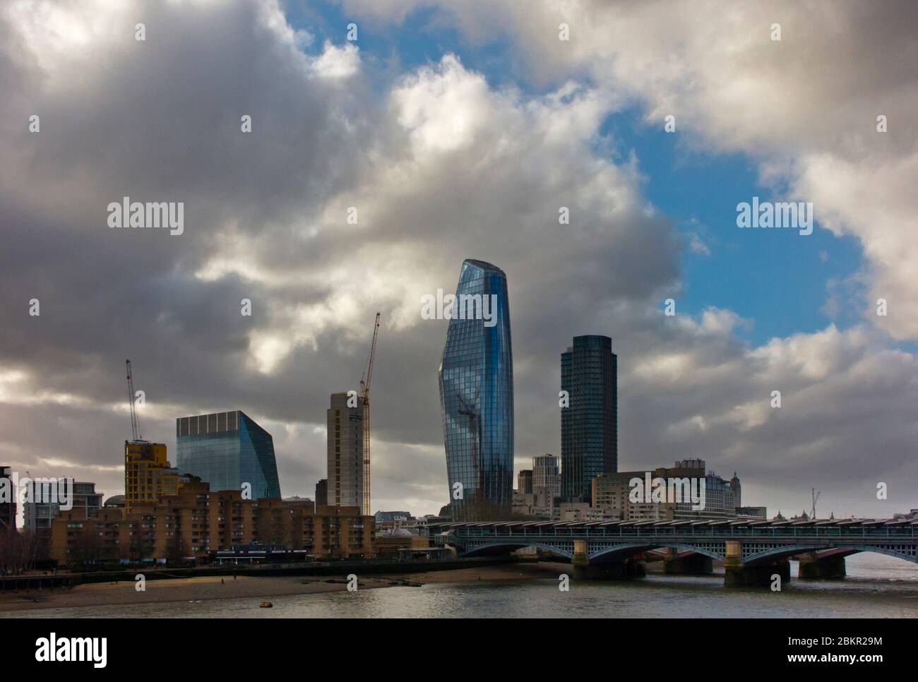 The London skyline showing the unusual shape of the One Blackfriars building also known as The Vase designed by Simpson Haugh and Partners. Stock Photo
