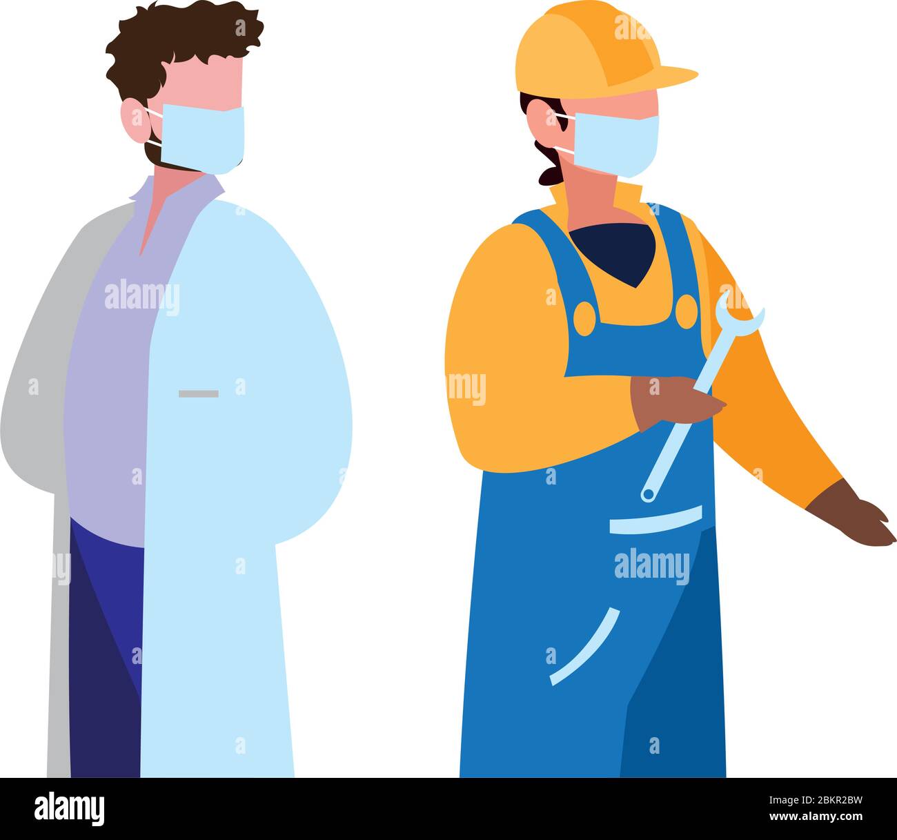 professional men wearing face mask vector illustration design Stock ...