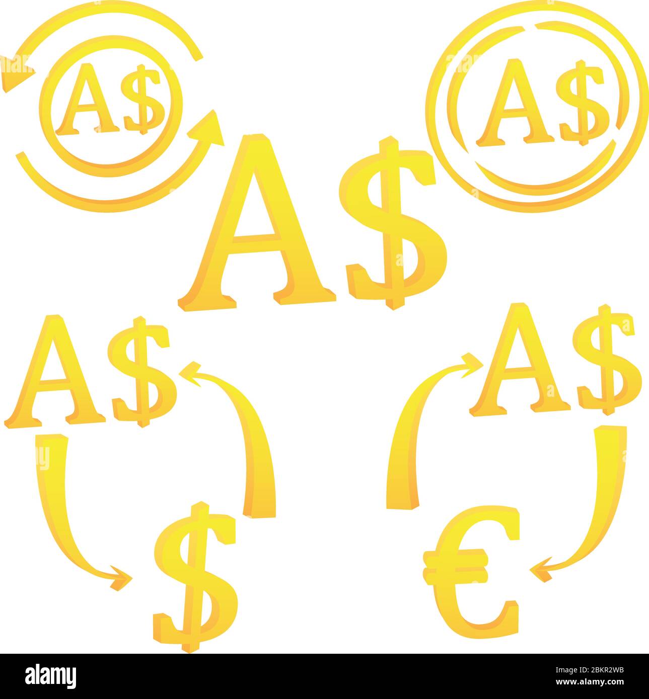 3D Australian dollar currency symbol icon of Australia Stock Vector