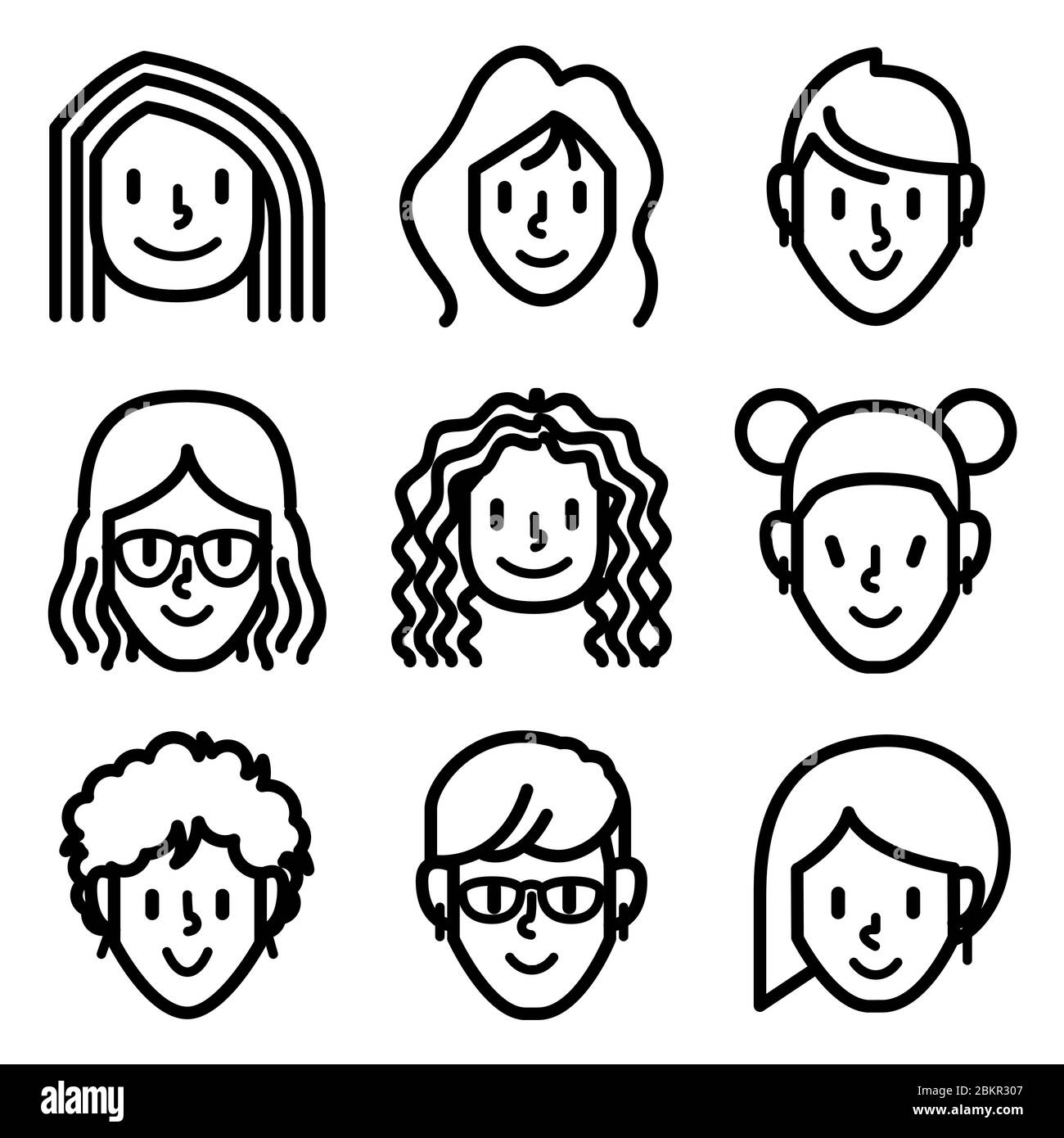 Woman Face Icon Set Vector Stock Vector Image Art Alamy