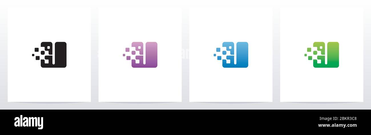 Rounded Edge Pixel Eroded Letter Logo Design U Stock Vector