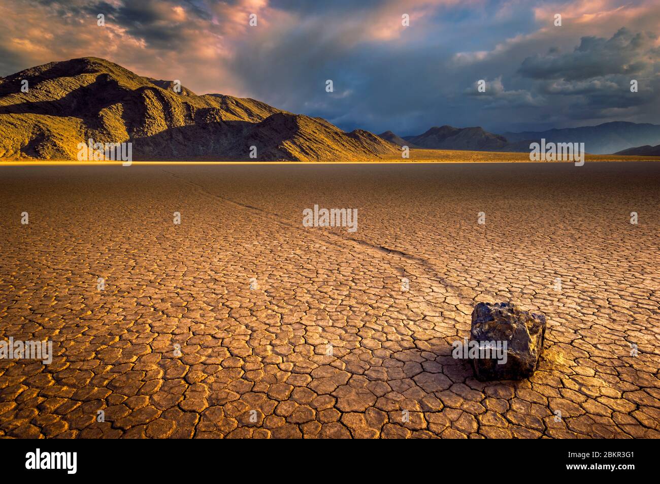 The Grandstand in Racetrack Valley known for it's sliding rocks on the Racetrack Playa Death Valley National Park California USA Stock Photo