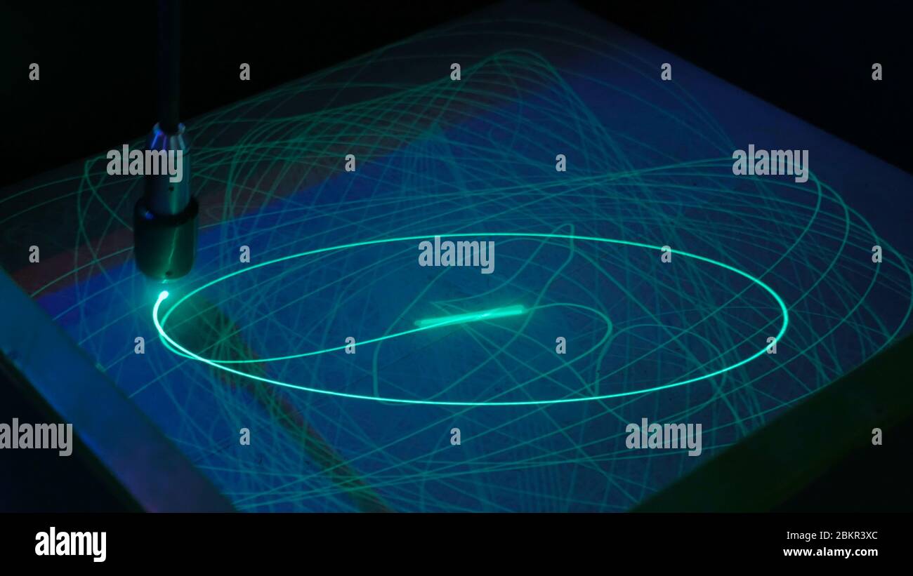 Big pendulum draws ellipses with light on phosphorus surface. Science