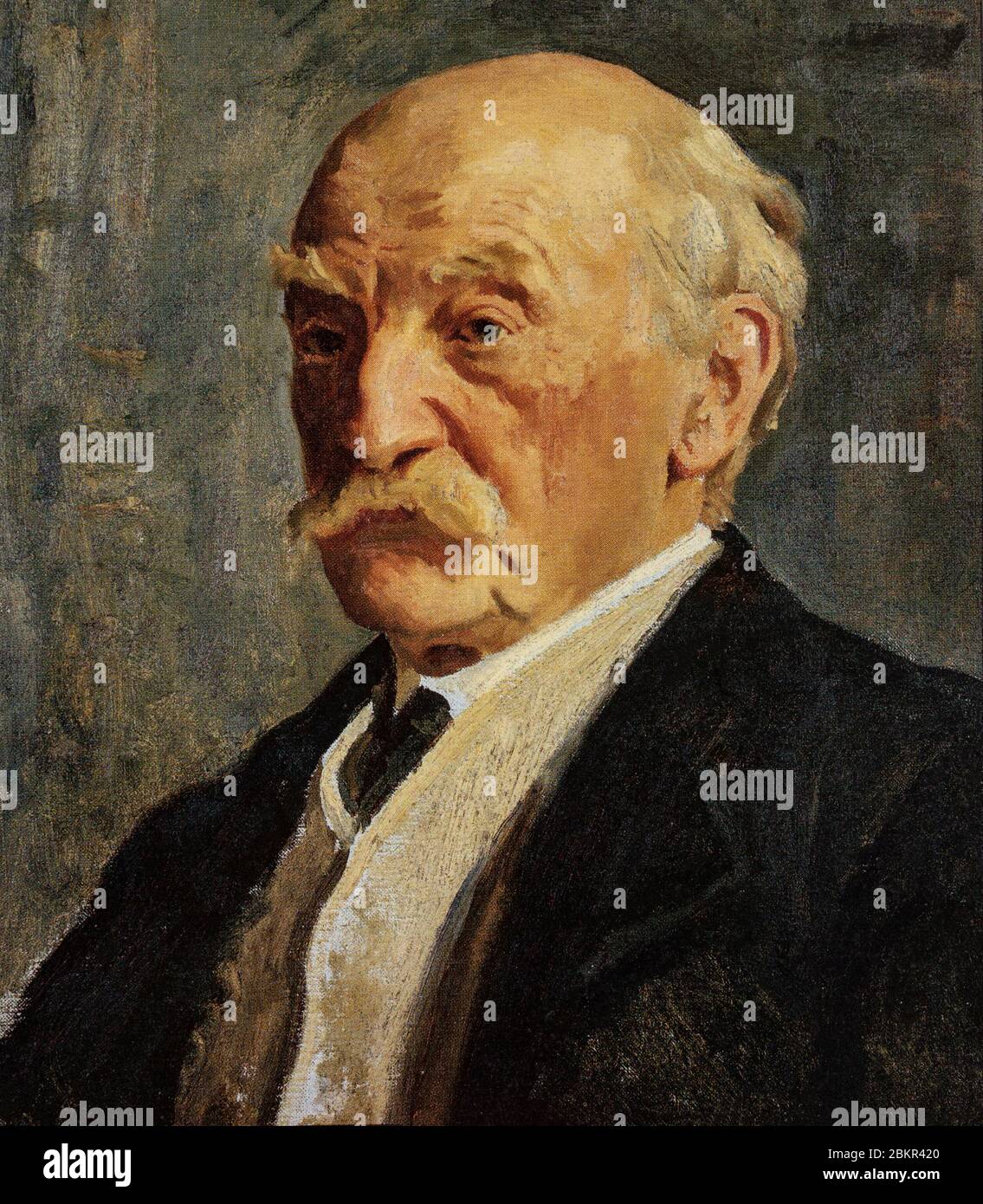 A portrait of Thomas Hardy; (1840-1928); an English novelist and poet influenced by Romanticism; especially William Wordsworth and also by Charles Dickens. Portrait by Reginald Grenville Eves; (1876–1941); a British painter who made portraits of many prominent military; political and cultural figures between the two world wars. Stock Photo