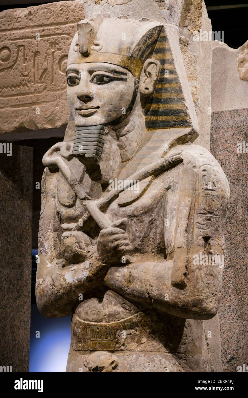Egypt, Upper Egypt, Nile valley, Aswan, Nubia Museum, statue of Rameses II Stock Photo